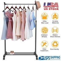 Adjustable Commercial Garment Rack Rolling Foldable Clothing Shelf with ... - £34.04 GBP