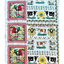American Homestead Appliqués Fabric PANEL by Concord Joan Kessler Farm Cow Pig - £11.22 GBP
