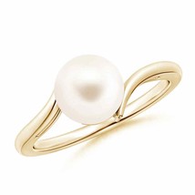 ANGARA Solitaire Freshwater Pearl Bypass Ring for Women, Girls in 14K Solid Gold - £305.75 GBP