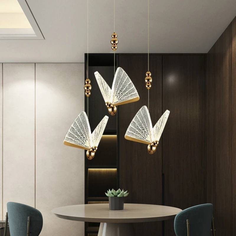 Odern chandelier lights led ceiling butterfly elegant decoration home room kitchen lamp thumb200