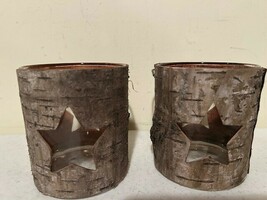 2 rustic wood trim candle holders image 5
