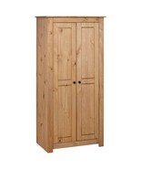 Classic Pine Wooden 2 Door Double Wardrobe With Hanging Clothes Rail &amp; S... - £292.93 GBP