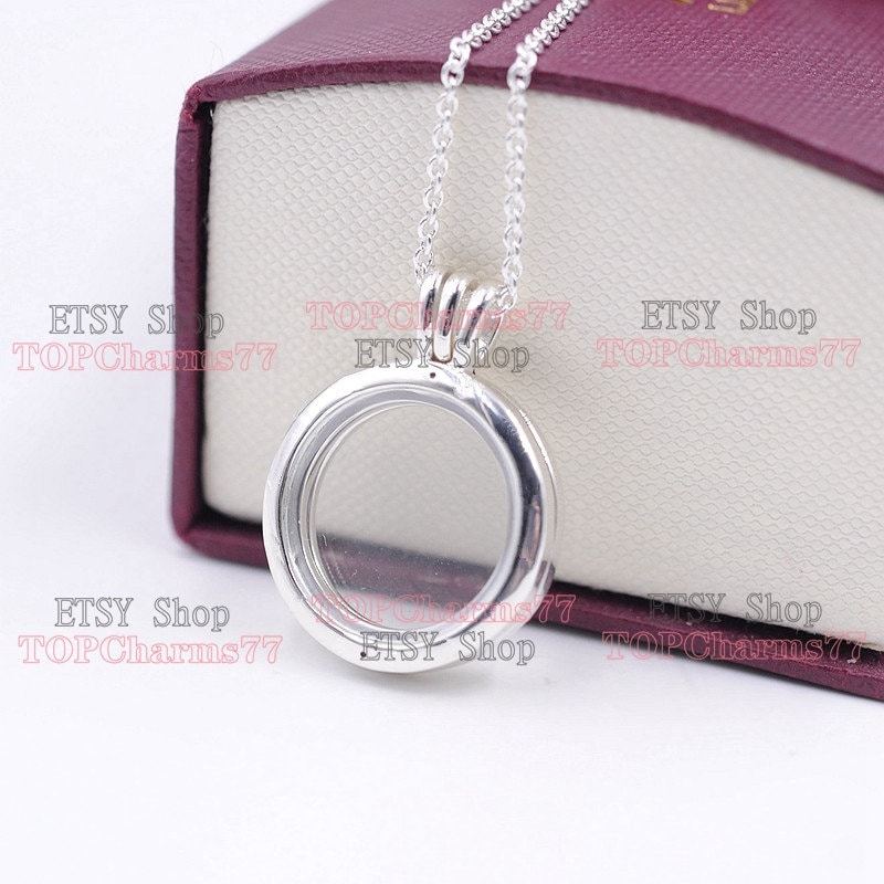 925 Sterling Silver Floating Locket Pendant Necklace Chain Length (60CM or 75CM)