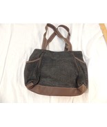 Woven Style Handbag/Purse 100% Polyester Brown and Black Button Close 50350 - £8.35 GBP