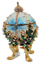 Russian Replica bluish-white enameled Faberge Egg  &quot;Valley of the Lille&quot;  - £126.57 GBP