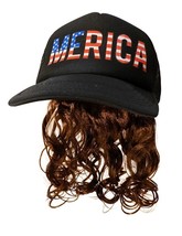 USA Black Mullet Hat Brown Wig Merica Redneck 4th of July All American C... - £13.83 GBP