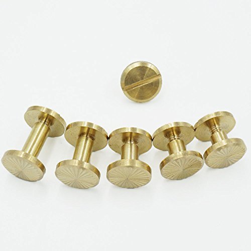 Bluemoona 20 Sets - Solid Brass Screw Flat Head Button 4 6 8 10mm Stud Nail Chic