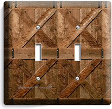 Rustic Wood Ranch Barn Door Double Light Switch Wall Plate Log Cabin Room Decor - £12.86 GBP