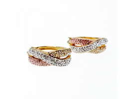 925 Sterling Silver Gold Plated Multicolor Cz Hoop Earrings - £51.87 GBP