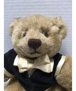 Vintage Gund 1982 Teddy Bear Plush Stuffed 17&quot; Fully Jointed Black Tux T... - £13.21 GBP
