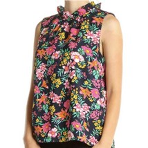 J. Crew Womens Sleeveless Floral Top Size XS Blouse Ruffle Neck Flowers ... - £17.17 GBP