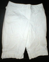 New Womens White Crop Pants Ann Taylor Loft 12 Work Vertical Stripes Office Line - £31.03 GBP