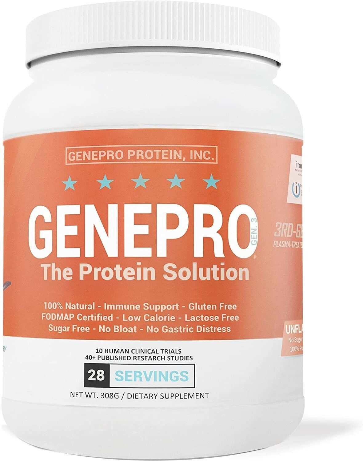 GENEPRO The Protein Solution Unflavored 28 servings 100% Natural Immune Support - $27.77