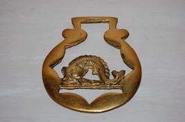 Antique Horse Harness Brass Fish Pisces Medallion Rustic Cottagecore - $19.39