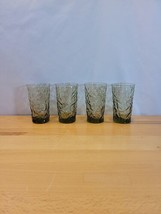  4 Aztec Olive Green Libbey Juice Glass Drinking Tumbler Glasses 5 oz 1960s  - $19.99