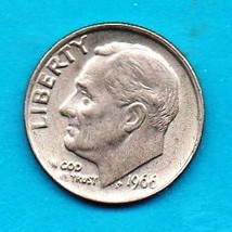 1966 Roosevelt Silver Dime Moderate Wear - £5.54 GBP