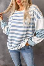 Stripe Drop Shoulder Striped Pullover Sweatshirt - £19.32 GBP