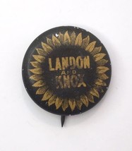 1936 Landon-Knox Presidential Campaign Pin 3/4 &quot; Republican Sunflower Motif - $10.00