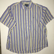 Ralph Lauren Men&#39;s Short Sleeved Shirt Blue Yellow Cotton Striped Size XXL - £31.46 GBP