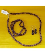 Amethyst Necklace (16&quot;), Bracelet (7.5&quot;) &amp; Earrings Sterling Silver Made... - £6.78 GBP