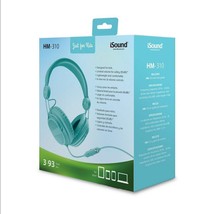 Kid Friendly Headphones Volume Control Over Ear 85dB Inline Mic 3.5mm Jack Aqua - £12.78 GBP