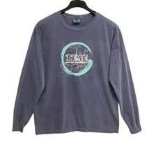 Comfort Colors Graphic Tee Mens Large Smoke Blue Crew Neck Long Sleeve  - £9.15 GBP