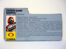 GI Joe Crimson Guard Immortal File Card Vintage Figure Accessory Part 1991 - £7.70 GBP