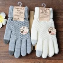 Men Women Winter Gloves Warm Touch Screen Knit Full Finger Thicken Mittens - £13.96 GBP