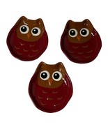 Lot of 3 Wide Eyed Owl Plates Spoon Rest Trinket Dish Retro Kitschy Set ... - $13.09