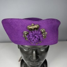 VTG Frank Olive For Neiman Marcus Excello Purple 100% Wool Hat Beret Pillbox - £55.38 GBP