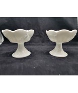 Vintage Indiana Milk Glass Set Of 2 White Harvest Grape Candle Holders. - $19.66 CAD