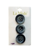 Vintage La Mode Buttons Set of 3 New Old Stock Navy Gray 19mm (3/4”) - $4.95