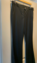 NWOT JOHN GALLIANO Black Wool Flared Leg Embellished Trousers SZ FR 44/U... - $247.50