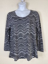 LuLaRoe Womens Plus Size 2XL Blk/Wht Wavy Striped T-shirt Long Sleeve - £8.07 GBP