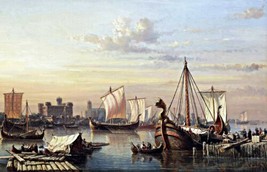 Viking ships the river Thames. Boat Art Repro Giclee - £7.55 GBP+