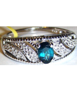 RARE BLUE INDICOLITE OVAL &amp; DIAMOND RING, PLATINUM / SILVER, SIZE 8,  0.... - $759.20 MXN