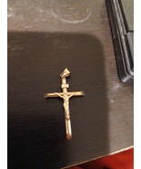 Jesus Crucifix Cross INRI Pendant Real 10K Yellow Gold 1.3g - $1,537.25 MXN