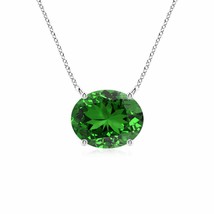ANGARA Lab-Grown East-West Oval Emerald Pendant in Silver (10x8mm,2.25 Ct) - £623.45 GBP