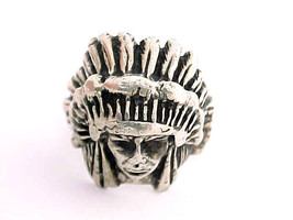 NATIVE AMERICAN Indian CHIEF Vintage RING in STERLING Silver - BIG and BOLD - £74.54 GBP