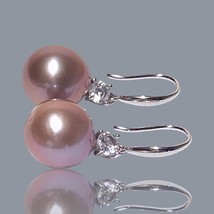 Elegant 11 - 11.5mm Natural Purple Lavender Pink Edison Pearl Dangle Earrings - $130.43