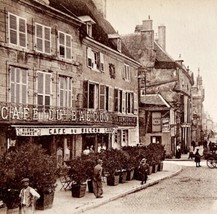 Langres France Cafe Du Bacon Downtown 1910s Postcard WW1 Statue PCBG12A - £14.95 GBP