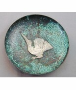 Vintage Hammered Copper &amp; Sterling G Laffi Peru Bowl Large Bird - $2,362.01 MXN