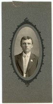 Circa 1900&#39;S Cabinet Card Handsome Dapper Young Man in Suit &amp; Tie Coshocton, OH - £7.41 GBP