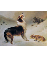 Found by Albrecht Schenck Collie Dog Lamb Animal 12x16 Open Edition Canv... - £90.98 GBP