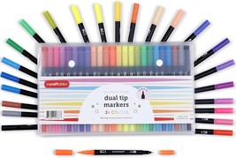 Dual Tip Markers Set 24 Colors . Best Fine Tip Markers for Adult Colorin... - £24.63 GBP