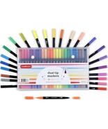 Dual Tip Markers Set 24 Colors . Best Fine Tip Markers for Adult Colorin... - £24.84 GBP