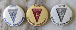 Disney Compamy D Grand Opening Pin 1991-92 Button Lot Of 3 - £15.55 GBP