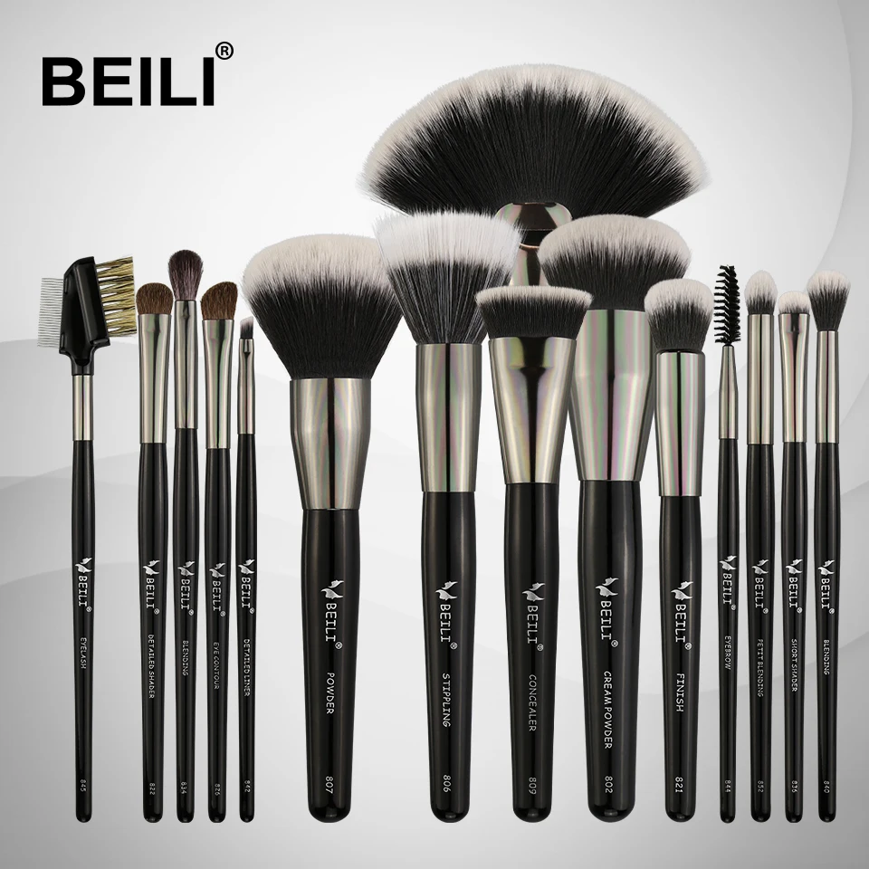 Hes set soft natural bristles blending eyebrow eyeliner foundation concealer big powder thumb200