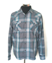 Eighty Eight Shirt Men&#39;s Size Large Gray Teal Black Plaid Western Button Front - £14.87 GBP