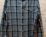 Chaps blue plaid men&#39;s L large button front shirt long sleeves pocket co... - $12.46
